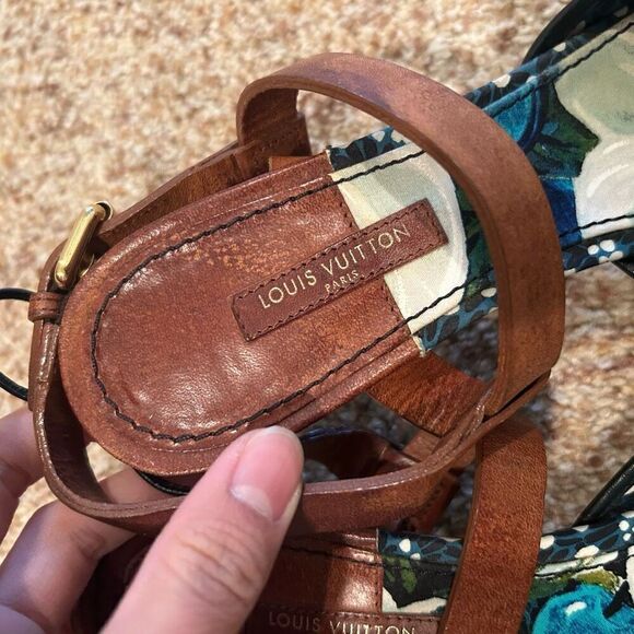 Louis Vuitton Size 36 Floral Heel Sandal with Dustbag - Picture 3 of 10